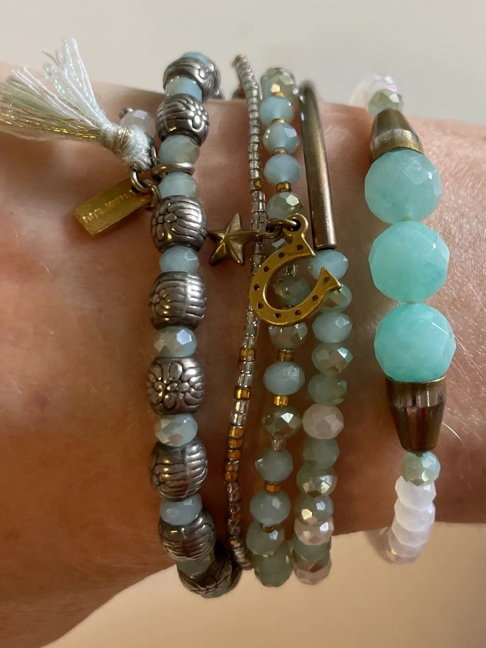 Chan Luu silver acqua elastic stacking charm bracelets - Picture 3 of 3
